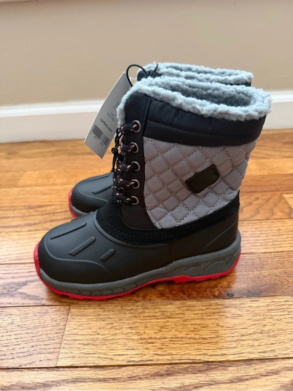 Carters Kids Gray and Black Winter Snow Boots